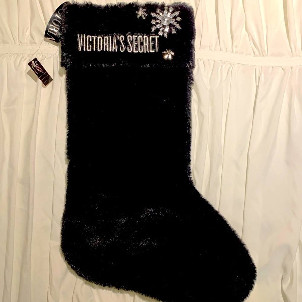 NWT Victoria’s Secret Black furry stocking
